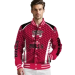 personalized chicago bulls hexagon grid red varsity jacket best selling.webp