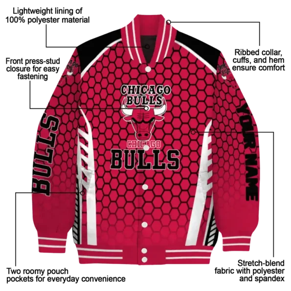 personalized chicago bulls hexagon grid red varsity jacket new arrival.webp