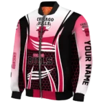 personalized chicago bulls mesh effect red black bomber jacket best selling