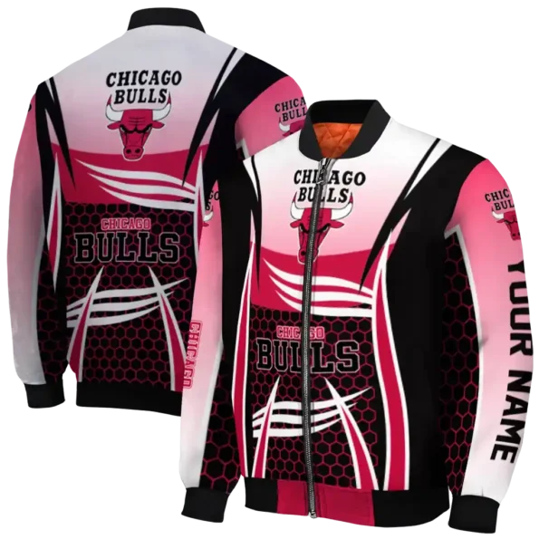 personalized chicago bulls mesh effect red black bomber jacket fashion forward