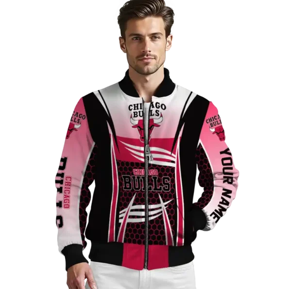 personalized chicago bulls mesh effect red black bomber jacket high quality