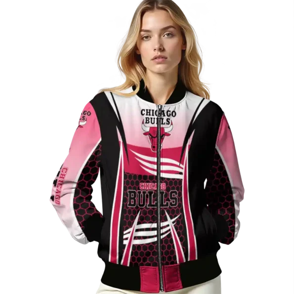 personalized chicago bulls mesh effect red black bomber jacket latest model