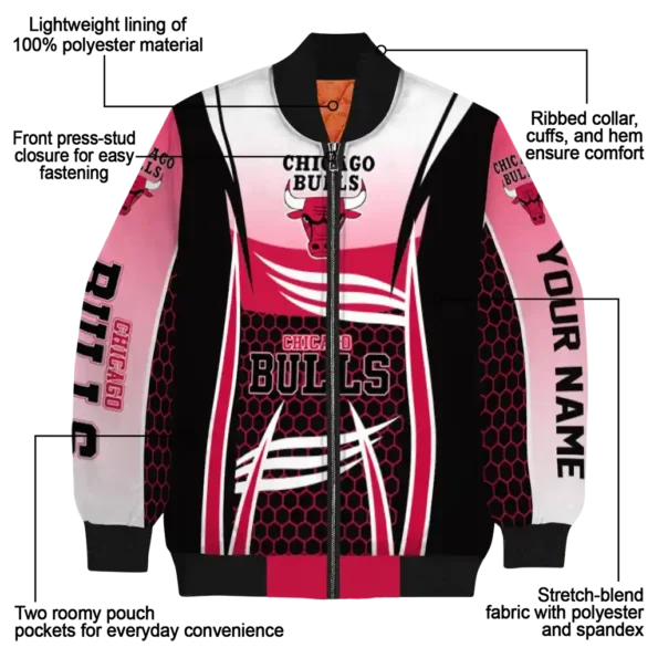 personalized chicago bulls mesh effect red black bomber jacket new arrival