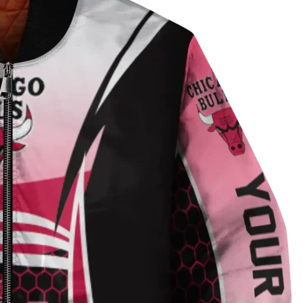 personalized chicago bulls mesh effect red black bomber jacket premium grade