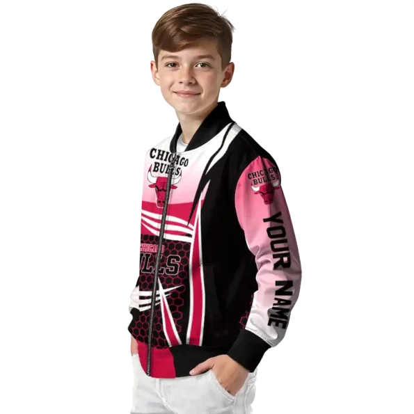 personalized chicago bulls mesh effect red black bomber jacket trendy