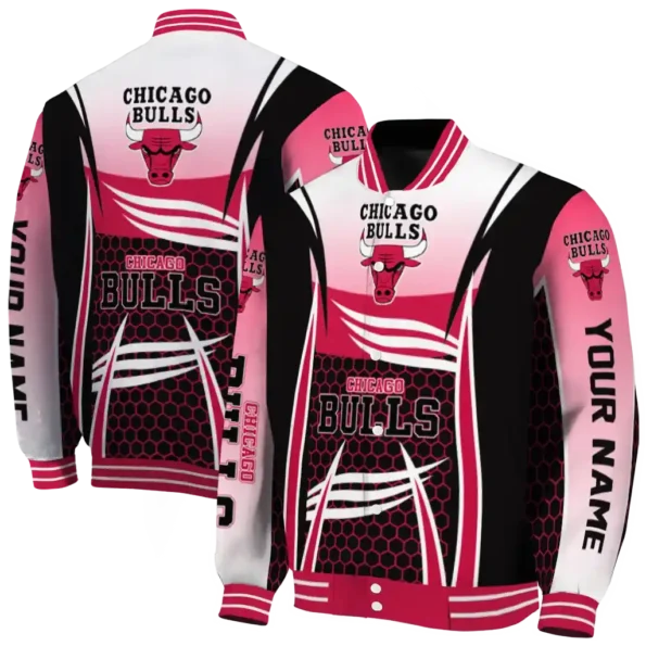 personalized chicago bulls mesh effect red black varsity jacket fashion forward.webp