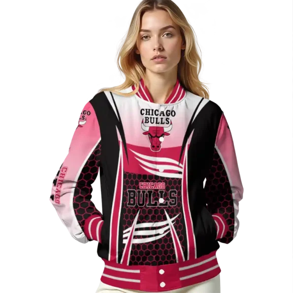 personalized chicago bulls mesh effect red black varsity jacket latest model.webp