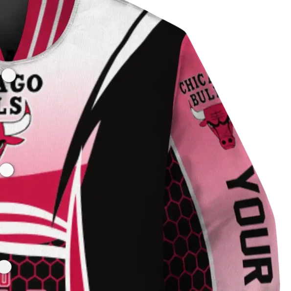 personalized chicago bulls mesh effect red black varsity jacket premium grade.webp