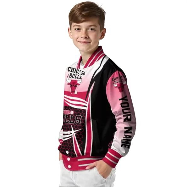 personalized chicago bulls mesh effect red black varsity jacket trendy.webp