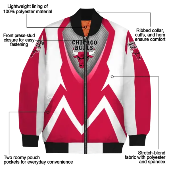 personalized chicago bulls v stripes red white bomber jacket new arrival