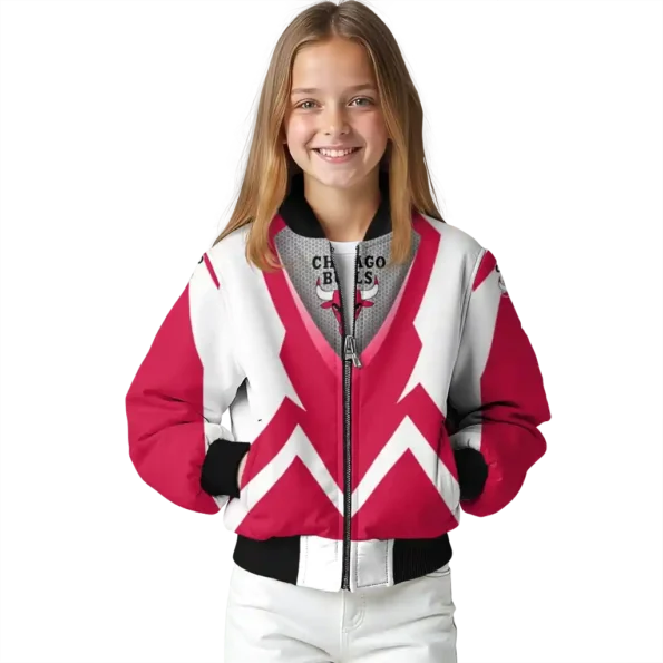 personalized chicago bulls v stripes red white bomber jacket top rated
