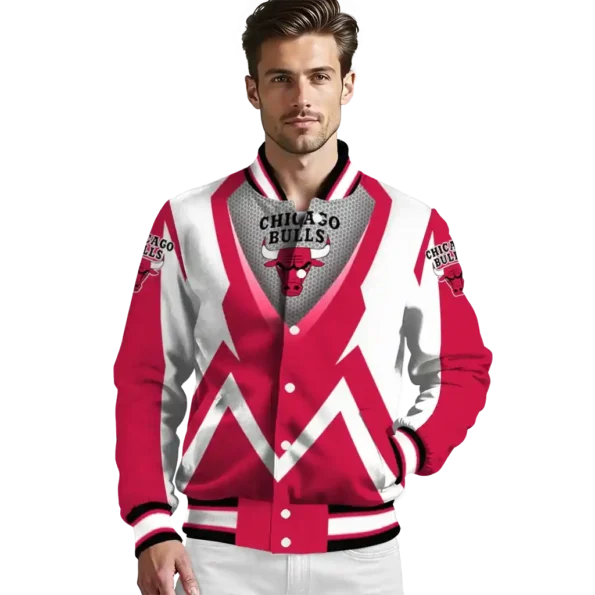personalized chicago bulls v stripes red white varsity jacket high quality.webp