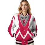 personalized chicago bulls v stripes red white varsity jacket best selling.webp