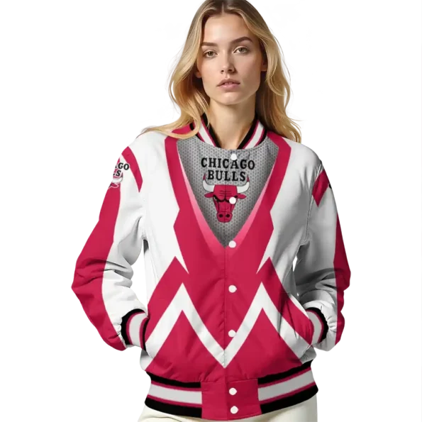 personalized chicago bulls v stripes red white varsity jacket latest model.webp