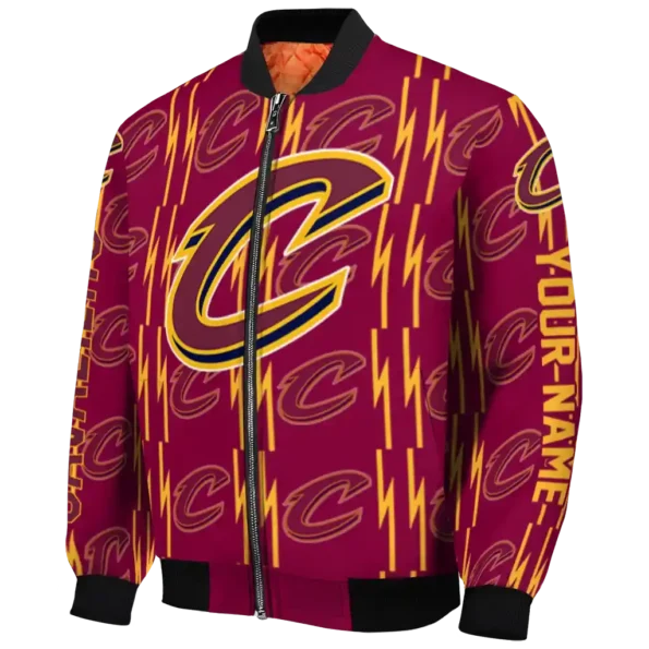 personalized cleveland cavaliers bolt stripe wine bomber jacket best selling