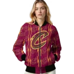 personalized cleveland cavaliers bolt stripe wine bomber jacket best selling