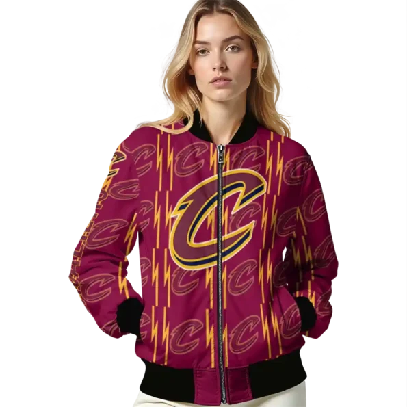 personalized cleveland cavaliers bolt stripe wine bomber jacket latest model