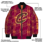 personalized cleveland cavaliers bolt stripe wine bomber jacket best selling