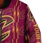 personalized cleveland cavaliers bolt stripe wine bomber jacket best selling