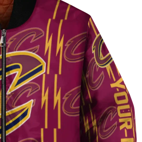 personalized cleveland cavaliers bolt stripe wine bomber jacket premium grade