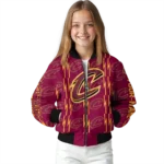 personalized cleveland cavaliers bolt stripe wine bomber jacket best selling