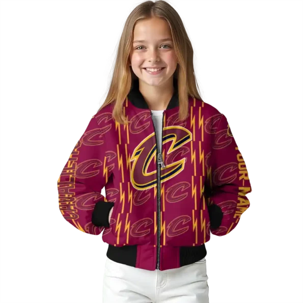 personalized cleveland cavaliers bolt stripe wine bomber jacket top rated