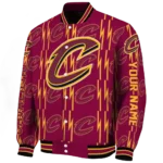 personalized cleveland cavaliers bolt stripe wine varsity jacket best selling.webp