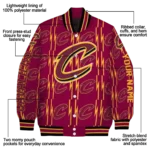 personalized cleveland cavaliers bolt stripe wine varsity jacket best selling.webp