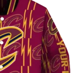 personalized cleveland cavaliers bolt stripe wine varsity jacket best selling.webp