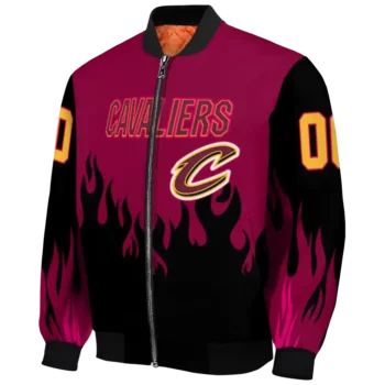 personalized cleveland cavaliers flame border wine black bomber jacket best selling