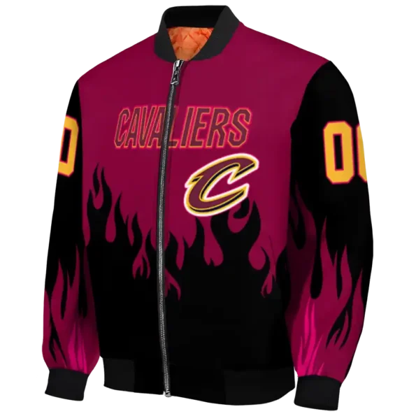 personalized cleveland cavaliers flame border wine black bomber jacket best selling