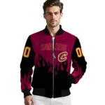 personalized cleveland cavaliers flame border wine black bomber jacket best selling
