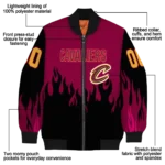 personalized cleveland cavaliers flame border wine black bomber jacket best selling