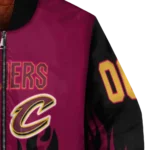 personalized cleveland cavaliers flame border wine black bomber jacket best selling