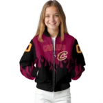 personalized cleveland cavaliers flame border wine black bomber jacket best selling