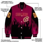 personalized cleveland cavaliers flame border wine black varsity jacket best selling.webp