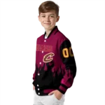 personalized cleveland cavaliers flame border wine black varsity jacket best selling.webp