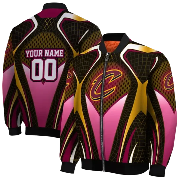 personalized cleveland cavaliers mesh chest black bomber jacket fashion forward