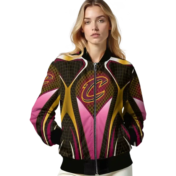 personalized cleveland cavaliers mesh chest black bomber jacket latest model