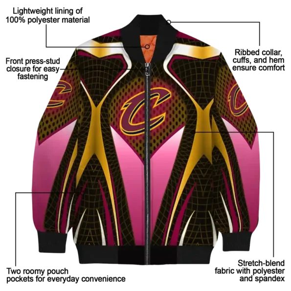 personalized cleveland cavaliers mesh chest black bomber jacket new arrival