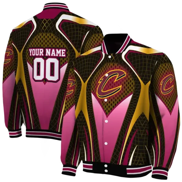 personalized cleveland cavaliers mesh chest black varsity jacket fashion forward.webp