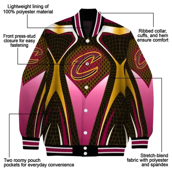 personalized cleveland cavaliers mesh chest black varsity jacket new arrival.webp