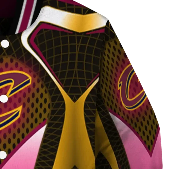 personalized cleveland cavaliers mesh chest black varsity jacket premium grade.webp