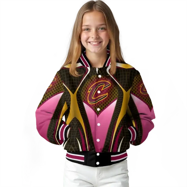 personalized cleveland cavaliers mesh chest black varsity jacket top rated.webp