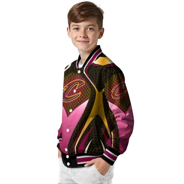 personalized cleveland cavaliers mesh chest black varsity jacket trendy.webp