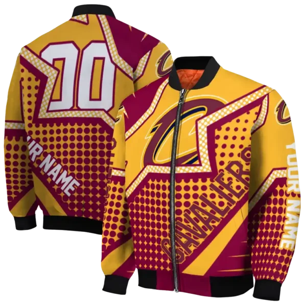 personalized cleveland cavaliers star burst wine bomber jacket fashion forward
