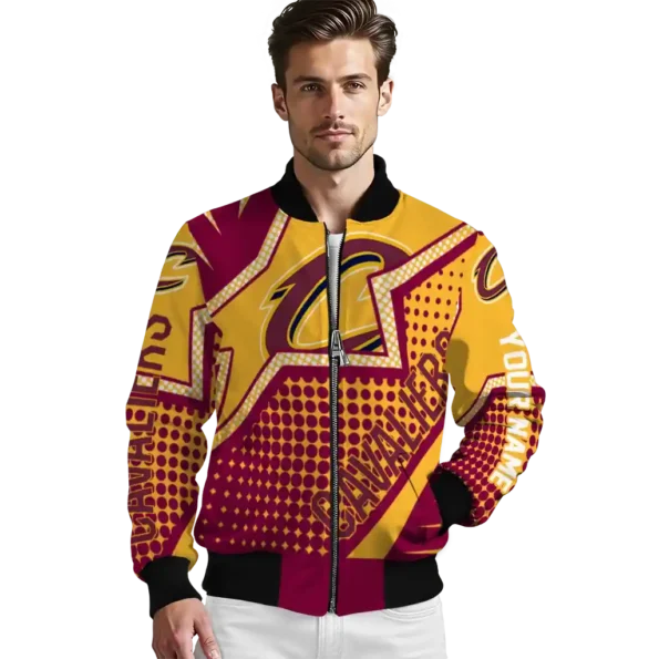 personalized cleveland cavaliers star burst wine bomber jacket high quality