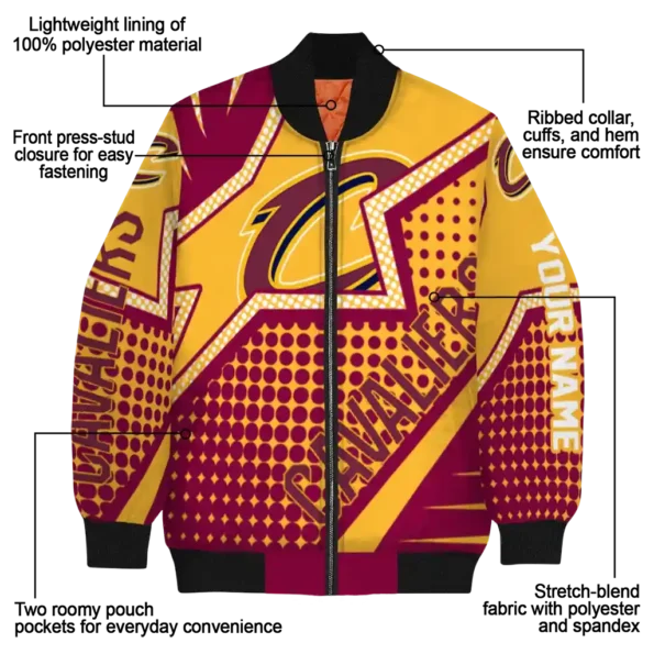 personalized cleveland cavaliers star burst wine bomber jacket new arrival