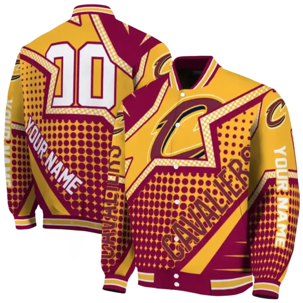 personalized cleveland cavaliers star burst wine varsity jacket fashion forward.webp
