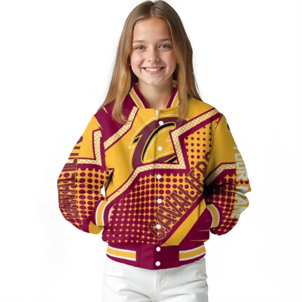 personalized cleveland cavaliers star burst wine varsity jacket top rated.webp
